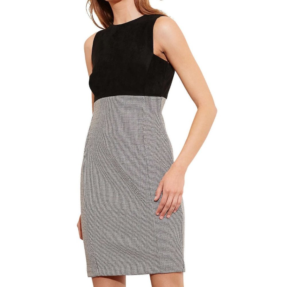 Lauren Ralph Lauren LRL houndstooth faux suede stretchy sleeveless lined dress